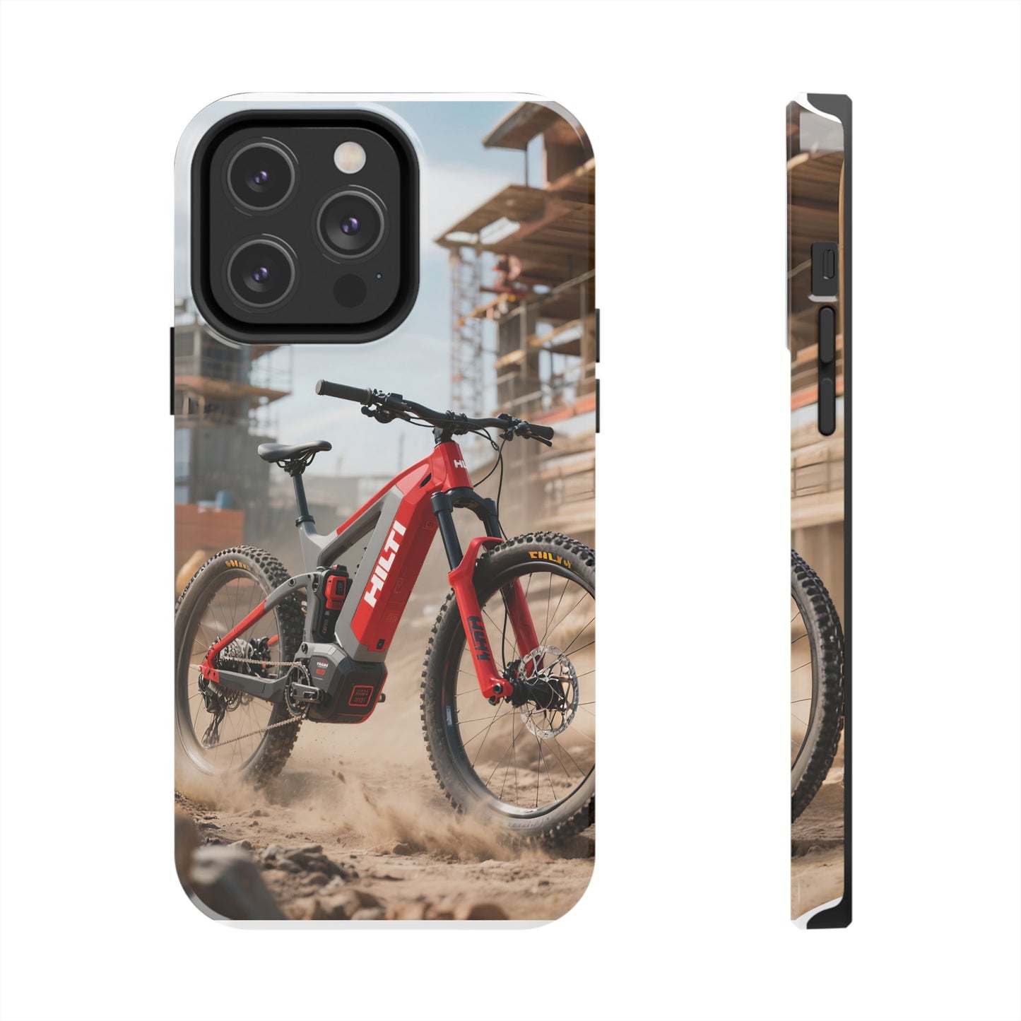 Phone Cases - Electric Mountain Bike Design in Hilti Red and Gray
