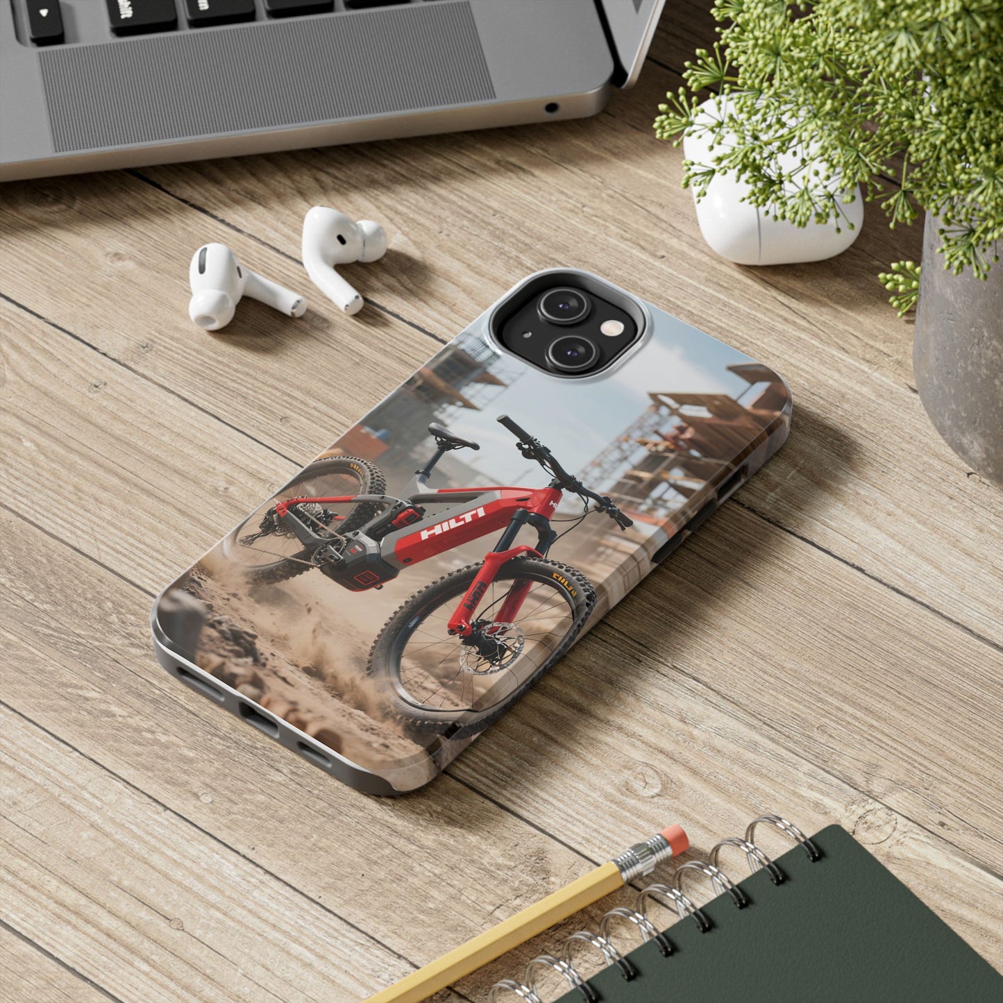 Phone Cases - Electric Mountain Bike Design in Hilti Red and Gray