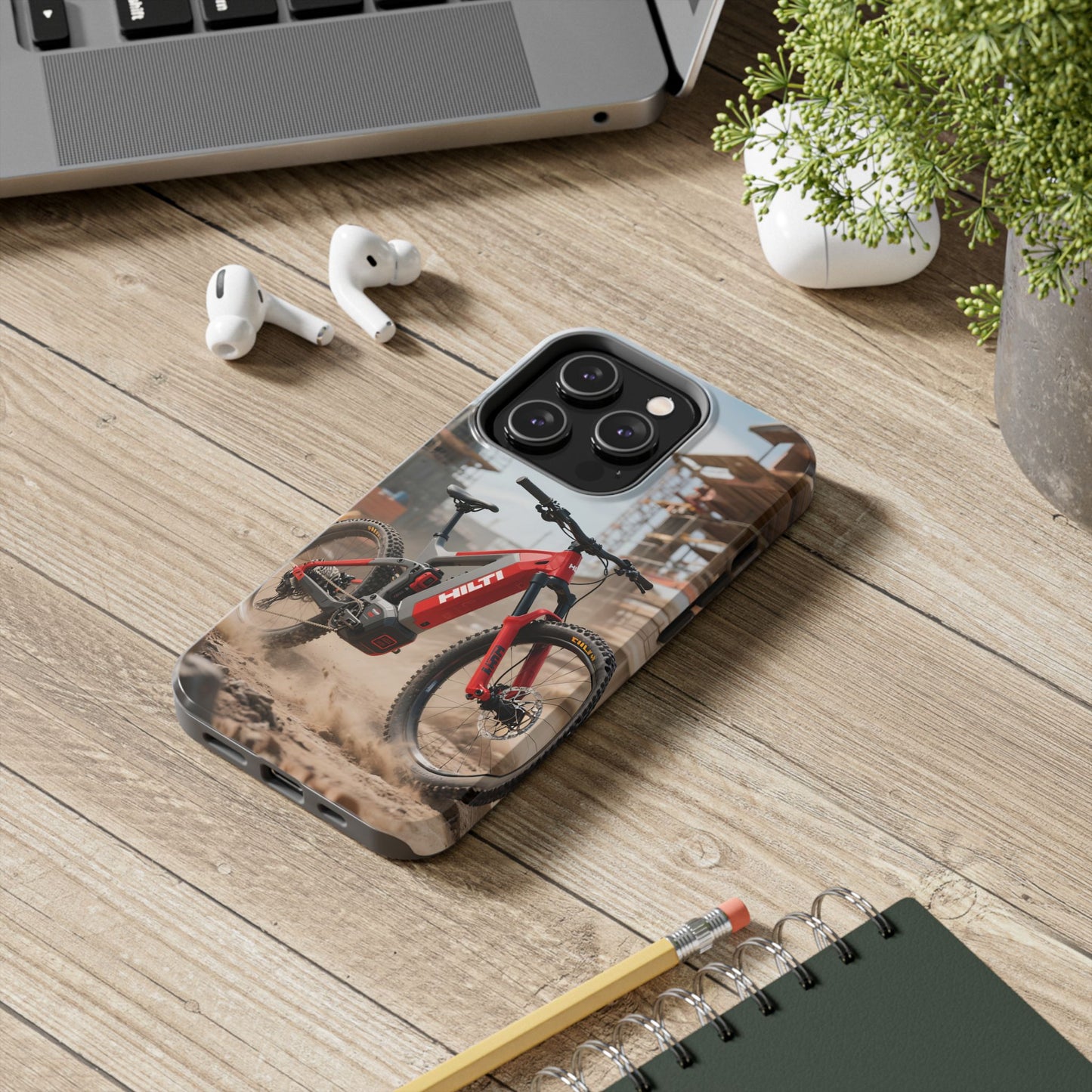 Phone Cases - Electric Mountain Bike Design in Hilti Red and Gray
