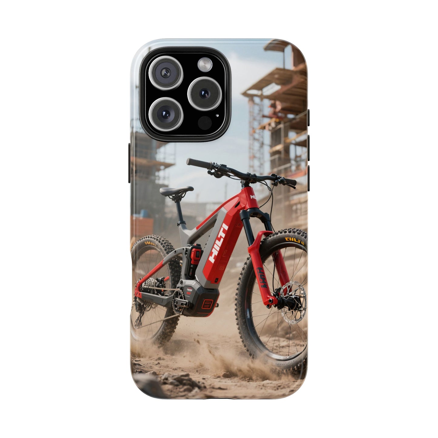 Phone Cases - Electric Mountain Bike Design in Hilti Red and Gray