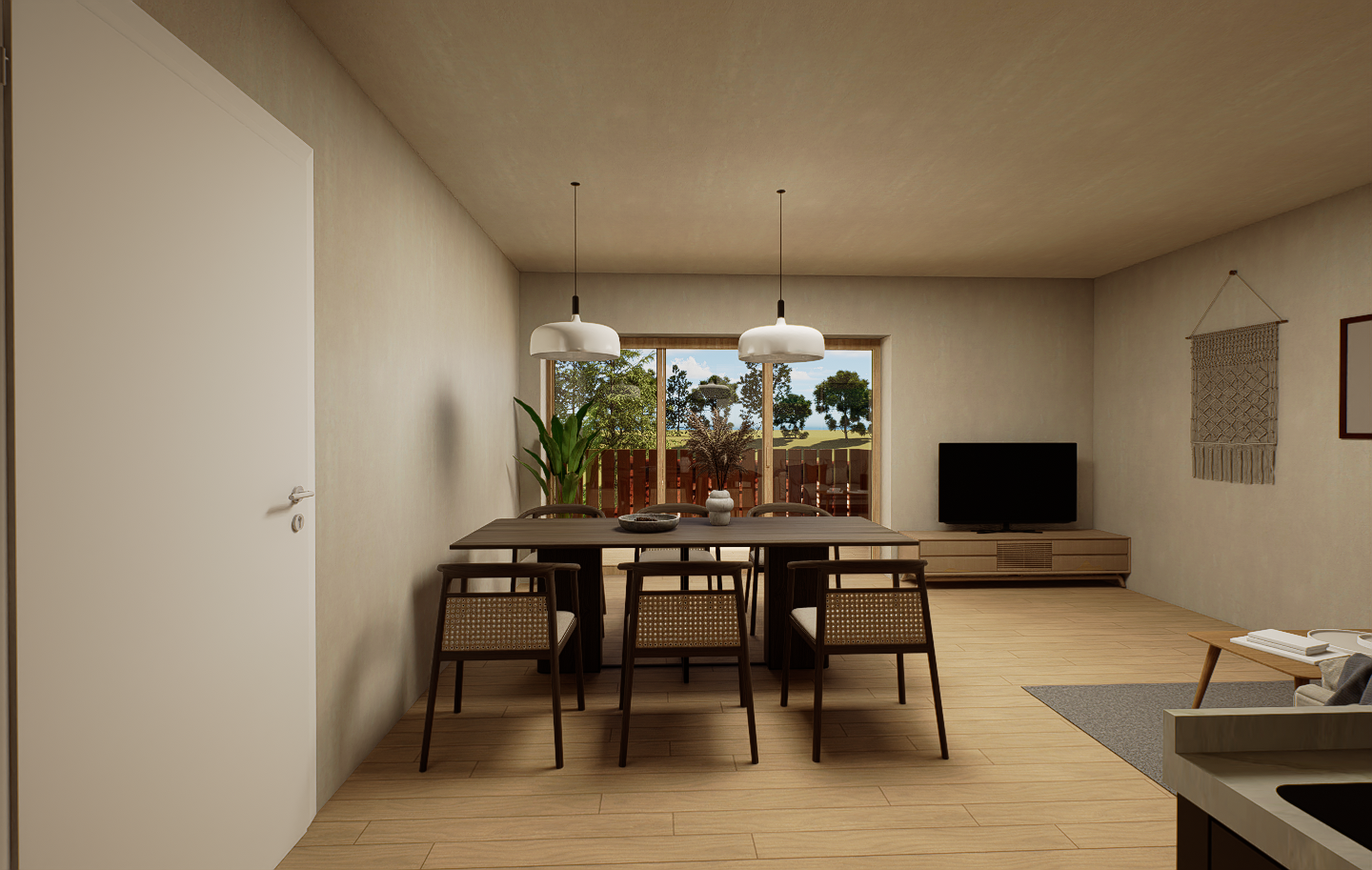 Innenvisualisierung des Wohnungstyps 2.5 Zimmer z.B. Wohnszimmer